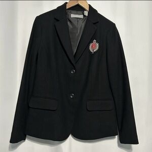 Liz Claiborne Women's Wool Blend Blazer Size 10 Black Lined Career Business
